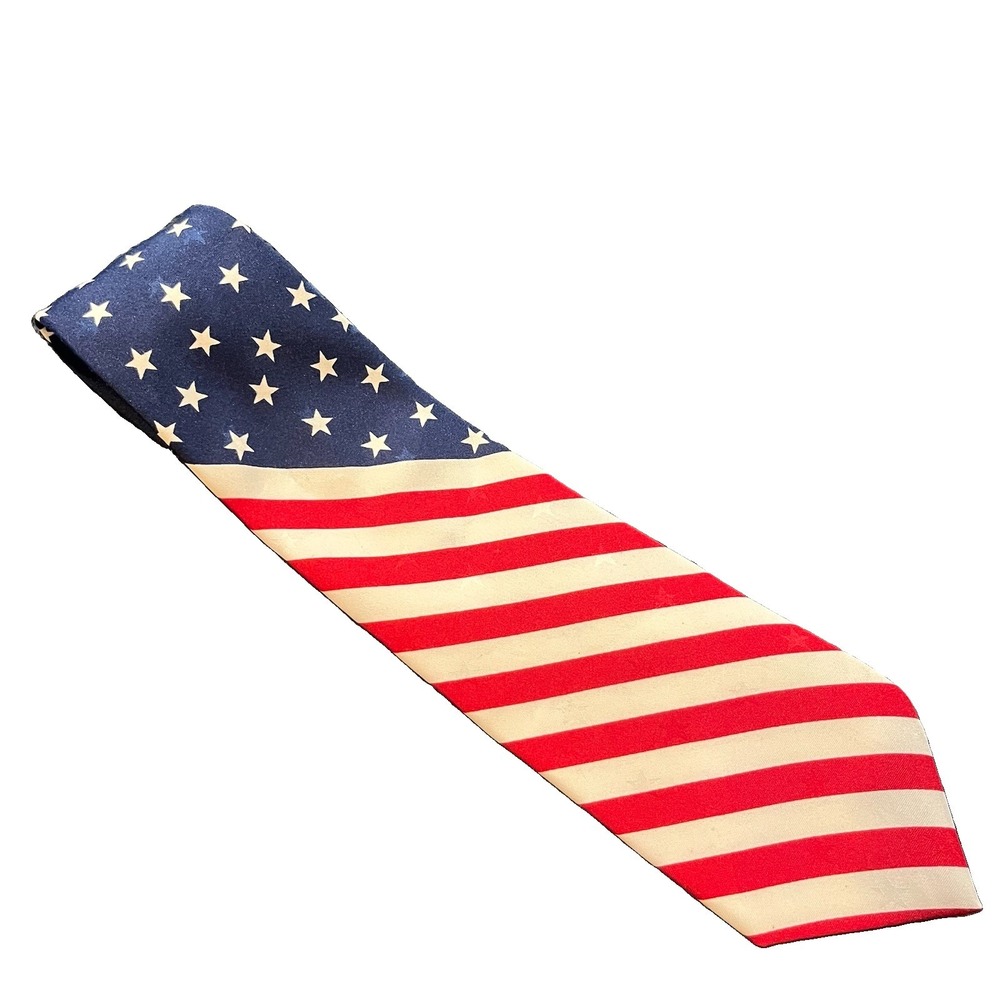 VTG Unbranded Necktie Mens OS Red White Blue Stars Stripes Patriotic Fourth